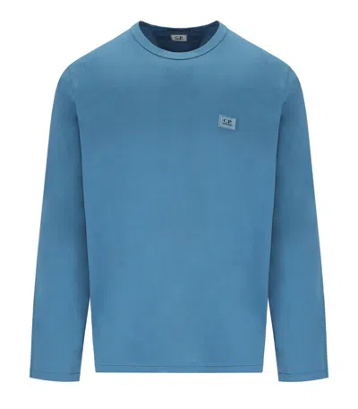 C.P. COMPANY AEGEAN BLUE LONG SLEEVED T-SHIRT