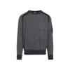 C.p. Company Textured Knit Sweater With Circular Lens Pocket In Gray