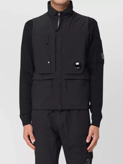C.p. Company Arm Patch Detail Sleeveless High Collar In Black