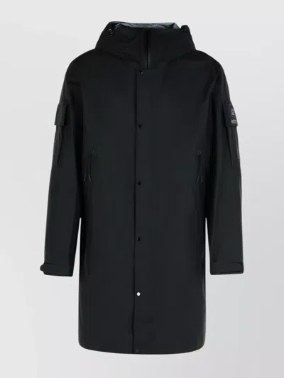 C.p. Company Arm Patch Hooded Parka In Black