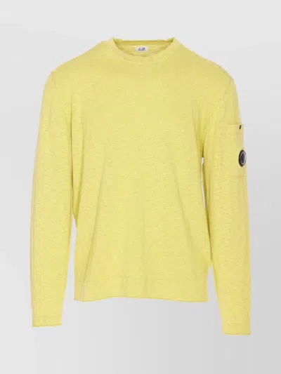 C.p. Company Arm Pocket Crewneck Sweater Logo In Yellow