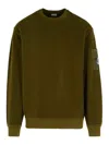 C.p. Company Military Cotton Sweater Featuring Arm Pocket In Green