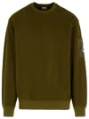 C.p. Company Sweatshirts Crew Neck In Brushed Emerized Diagonal Fleece Clothing In Green