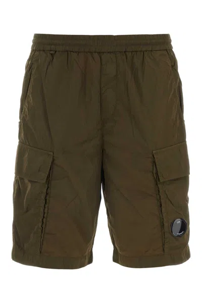 C.p. Company Army Green Nylon Bermuda Shorts In Ivygreen