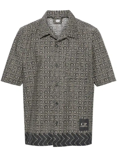 C.p. Company Baja-print Cotton Shirt In Black