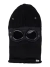 C.p. Company Black Knit Ski Mask With Logo Detail On The Front In Wool Man