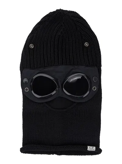 C.P. COMPANY C.P. COMPANY MEN BLACK KNIT SKI MASK WITH LOGO DETAIL ON THE FRONT IN WOOL MAN