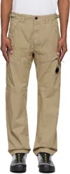 C.p. Company Beige Cotton Gabardine Regular Cargo Pants In 305 Tree House