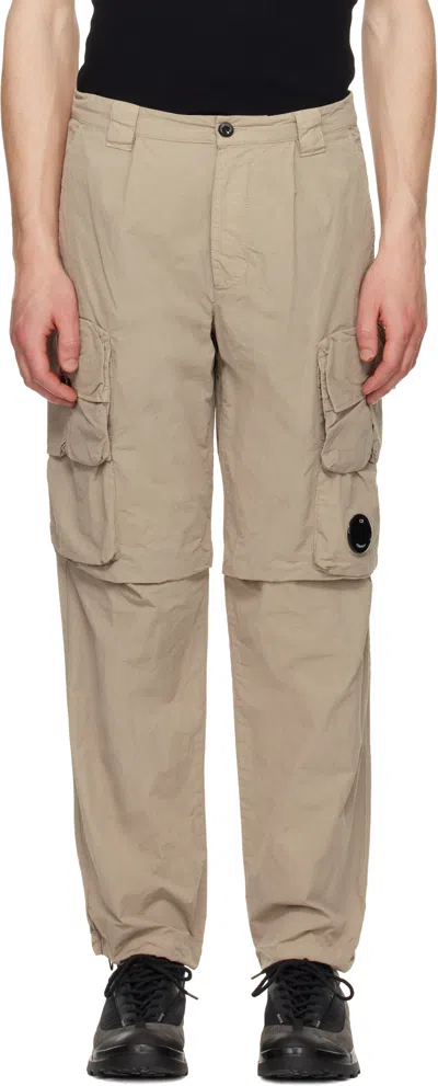 C.p. Company Beige Flatt Nylon Cargo Pants In 327 Vintage Khaki