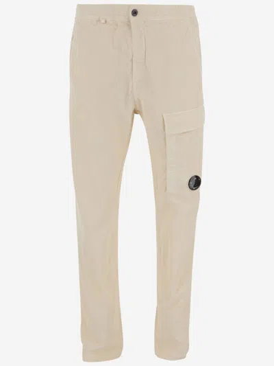C.p. Company Beige Ottoman Lens-patch Cargo Trousers In Nude