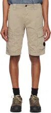 C.p. Company Twill Stretch Utility Shorts Cobblestone In 327 Vintage Khaki