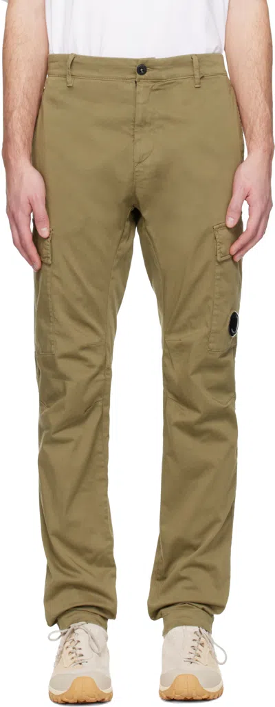 C.p. Company Beige Stretch Sateen Ergonomic Lens Cargo Pants In Brown