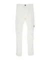 C.p. Company White Cargo Pants With Lens Motif On The Leg In Cotton Man In White