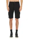 C.p. Company Cp Company Stretch Cotton Satin Cargo Shorts In Black