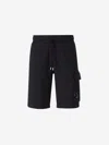 C.p. Company Light Fleece Cargo Lens Shorts In Black