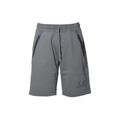 C.p. Company Bermuda Logo In Grey Cotton Fleece
