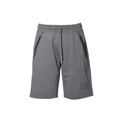 C.p. Company Bermuda Logo In Grey Cotton Fleece In Gray