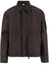 C.p. Company Dark Brown Bi-film Jacket In Black