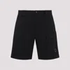 C.p. Company 50 Fili Stretch Black Cargo Bermuda Shorts In Black