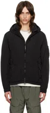 C.p. Company Shell-r Goggle Jacket Drawstring Detail In 999 Black