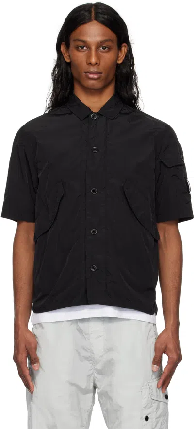 C.p. Company Black Chrome-r Short Sleeve Shirt In 999 Black