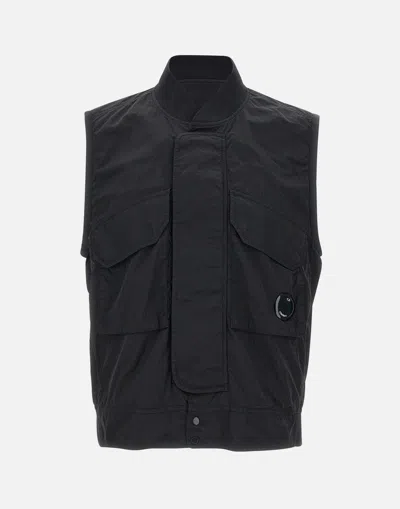 C.p. Company Black Chrome Vest With Lens