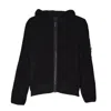 C.p. Company Black Corduroy Zip-up Hoodie With Ribbed Texture And Distinctive Patch In Black