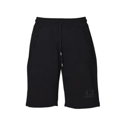 C.p. Company Black Cotton Fleece Logo Bermuda Shorts