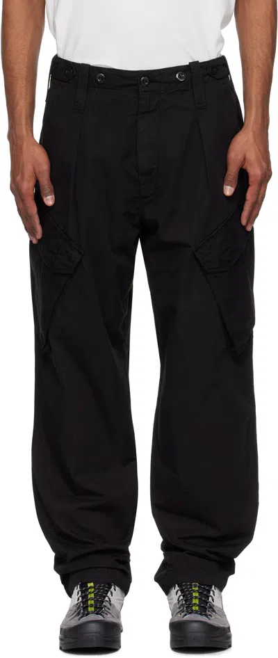 C.p. Company Black Cotton Gabardine Loose Cargo Pants
