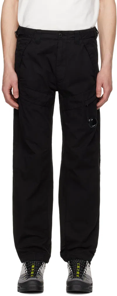 C.p. Company Black Cotton Gabardine Regular Cargo Pants In 999 Black