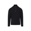 C.p. Company C.p.company Ribbed Sweater With Lens Pocket In Black