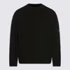 C.p. Company Long Sleeve Crew Neck Sweater With Arm Patches In Black
