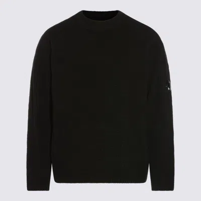 C.p. Company Long Sleeve Crew Neck Sweater With Arm Patches In Blue