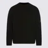 C.p. Company Long Sleeve Crew Neck Sweater With Arm Patches In Black