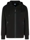 C.p. Company Sweatshirts Hooded Open In Diagonal Raised Fleece Clothing In Black
