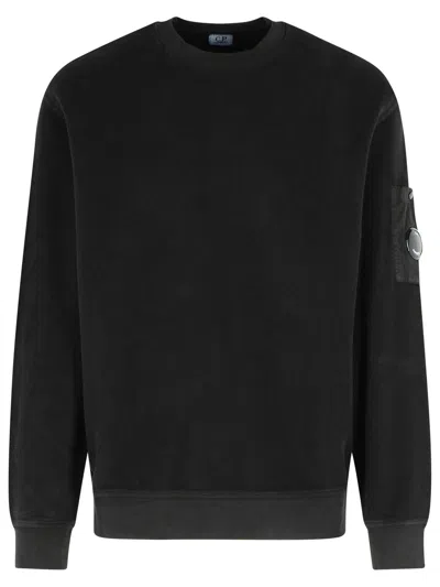 C.p. Company Cotton Sweatshirt Arm Pocket In Black