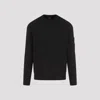 C.p. Company Minimalist Black Long-sleeve Crewneck Sweatshirt With Zippered Pocket In Black