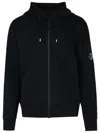 C.p. Company Logo-patch Zip-up Hoodie In Black