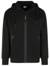 C.p. Company Sweatshirts Hooded Open In Diagonal Raised Fleece Clothing In Black