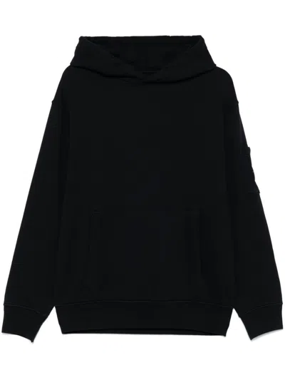 C.p. Company Black Cotton Sweatshirt With A Kangaroo Pocket And Hood