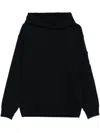 C.p. Company Black Cotton Sweatshirt With A Kangaroo Pocket And Hood