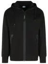 C.p. Company Sweatshirts Hooded Open In Diagonal Raised Fleece Clothing In Black