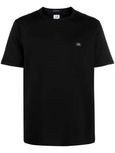C.P. COMPANY BLACK COTTON T-SHIRT WITH LOGO
