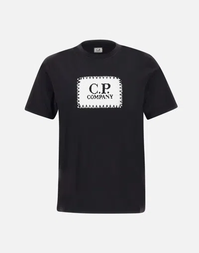 C.p. Company Black Cotton T Shirt With Logo Print