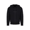 C.P. COMPANY BLACK COTTON ZIPPED HOODIE