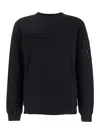 C.p. Company Light Cotton Crewneck Sweatshirt In Black