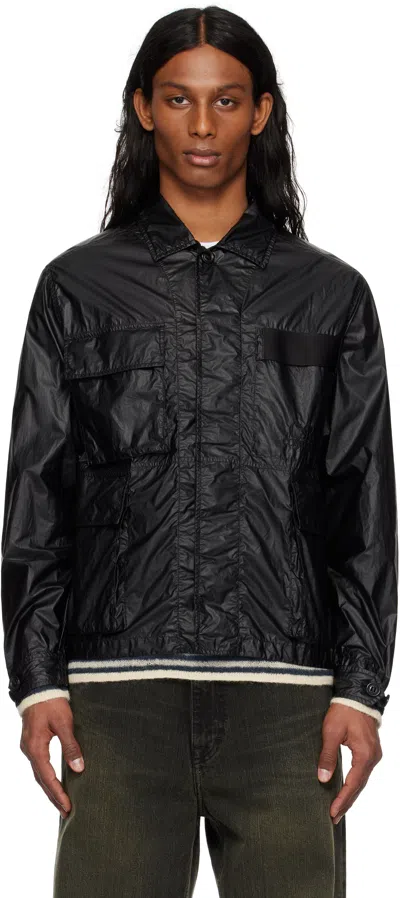 C.p. Company Black Cs Ii Logo Overshirt Jacket In 999 Black