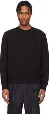 C.p. Company Black Diagonal Raised Fleece Crewneck Lens Sweatshirt In Black 999