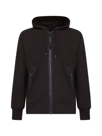 C.p. Company Black Diagonal Raised Fleece Zip-up Hoodie