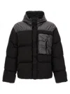 C.p. Company Quilted High Collar Padded Jacket With Hood And Flap Pocket In Black